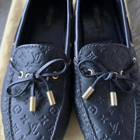 Louis Vuitton Embossed Black Loafers with Gold Details - Picture 2 of 7